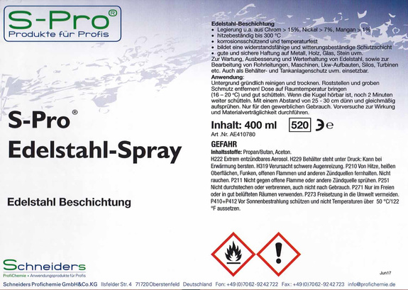 S-Pro Edelstahl-Spray 6 Dosen im Karton